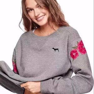 VICTORIA'S SECRET PINK ROSE EMBROIDERED SWEATER